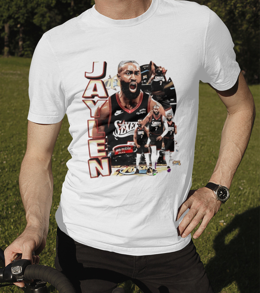 Jaylen Brown Nike 76ers Number 7 Bootleg Collage T-Shirt