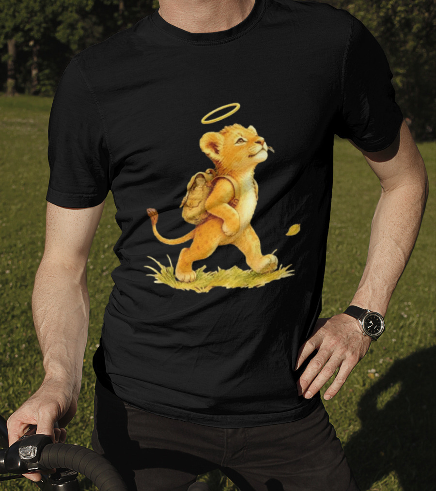 Baby Lion Cub With Halo And Backpack Heading To School T-Shirt