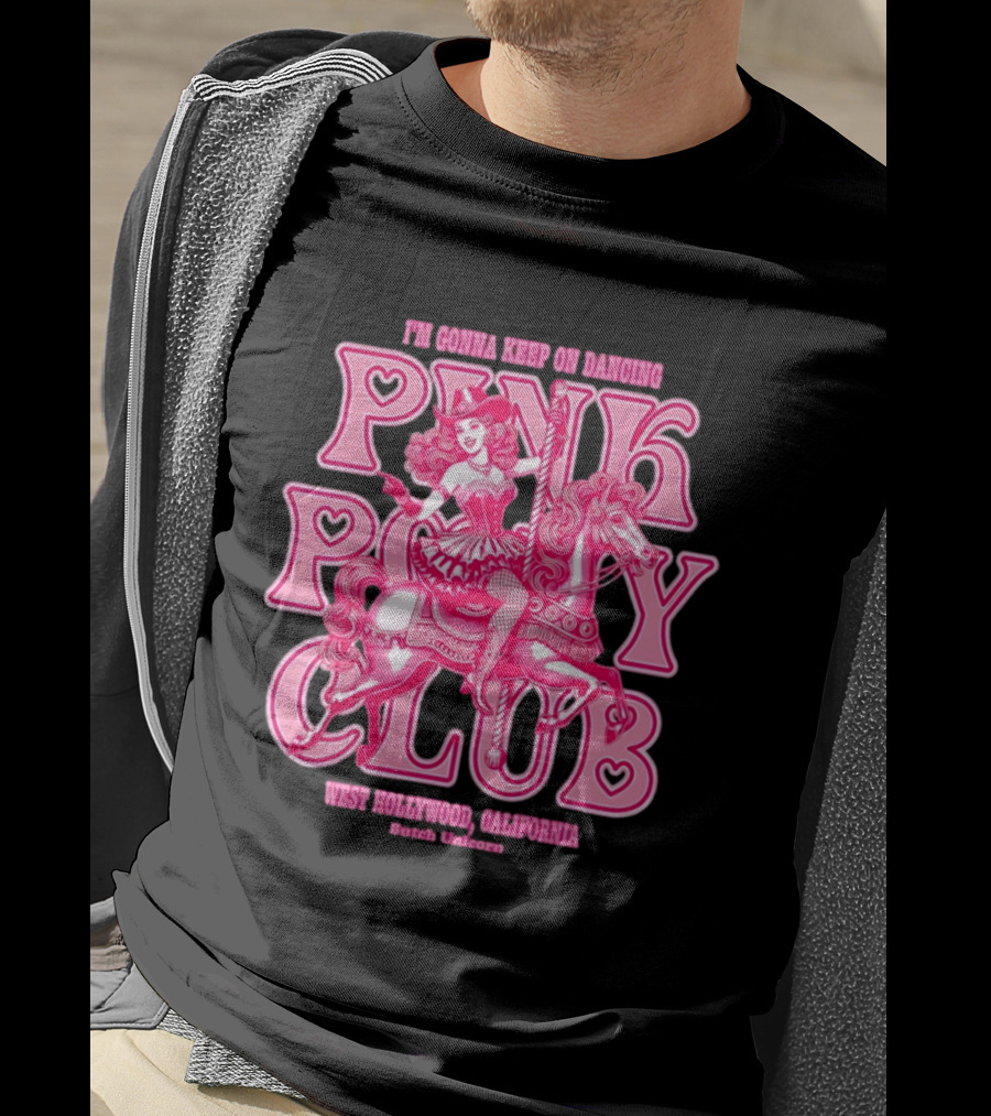 Cowgirl Pink Pony Club Dancing West Hollywood California Butch Unicorn T-Shirt