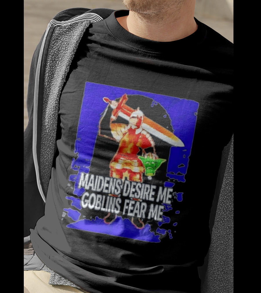 Maidens Desire Me Goblins Fear Me Knight With Yoda Head T-Shirt