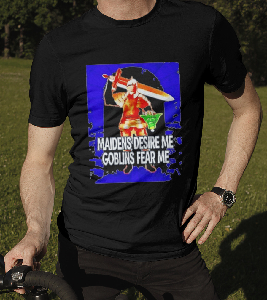 Maidens Desire Me Goblins Fear Me Knight With Yoda Head T-Shirt