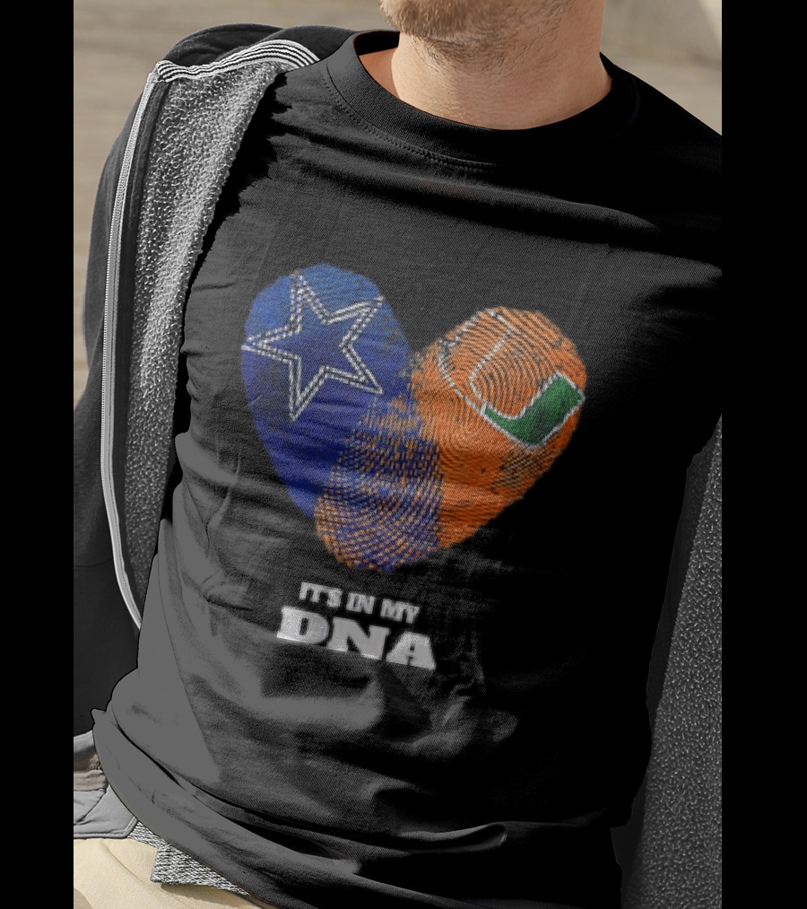 Dallas Cowboys Miami Hurricanes Heart Shape It's In My DNA T-Shirt