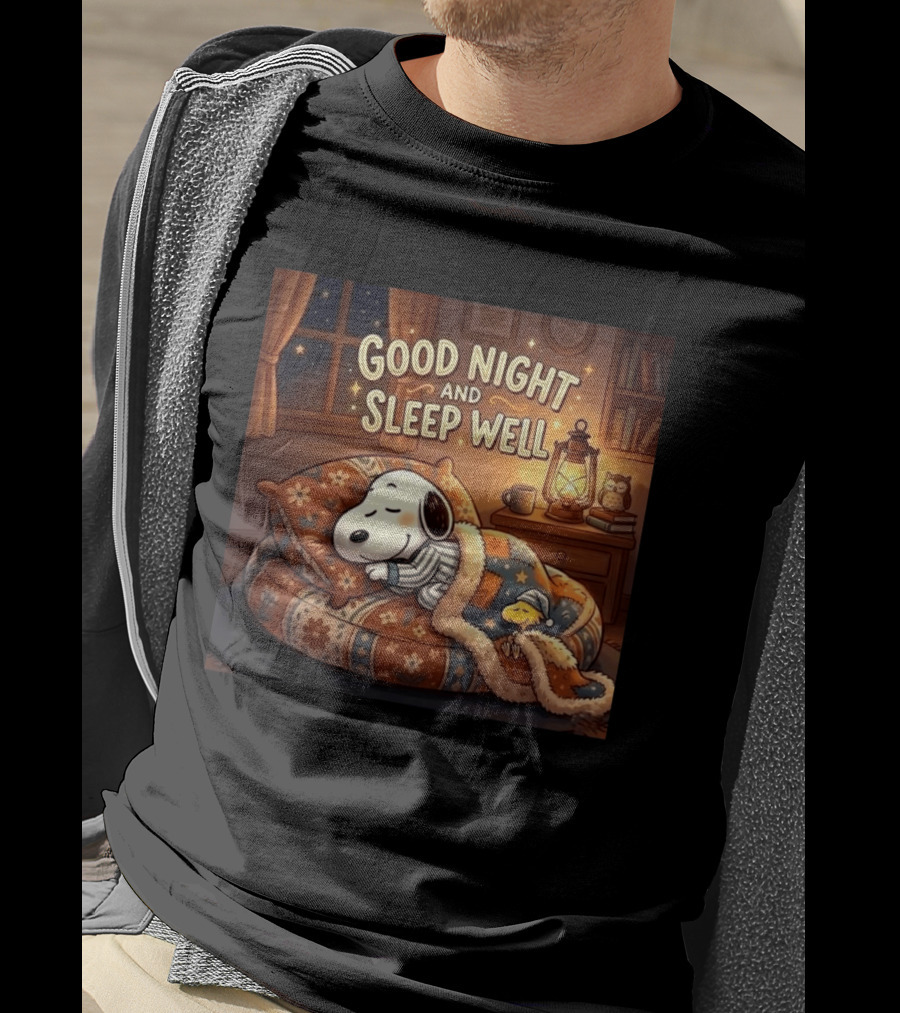 Snoopy And Woodstock Cozy Bedtime Good Night And Sleep Well T-Shirt
