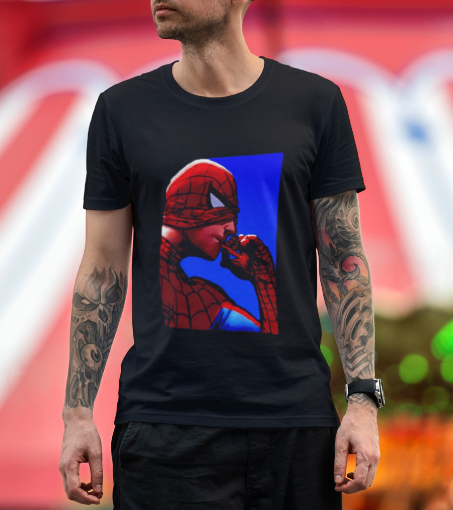 Spider Man Smoking Reaction Meme Awkward Superhero T-Shirt