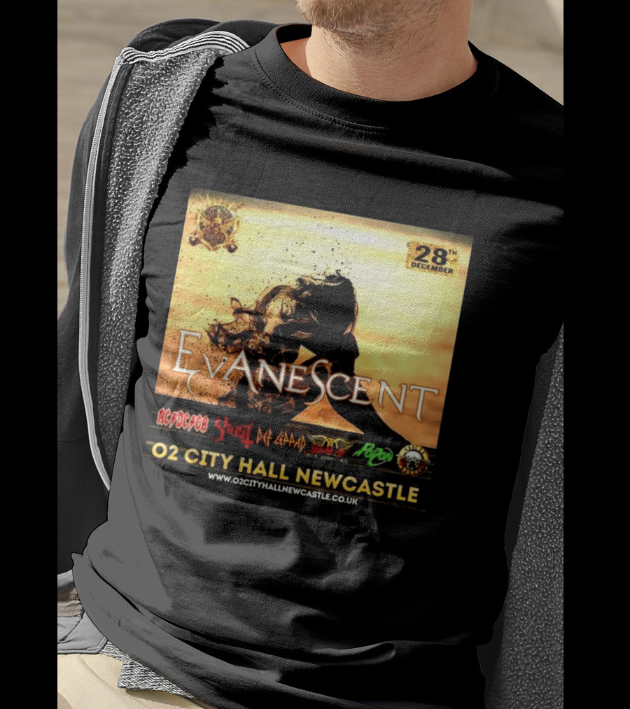 Evanescent Live At O2 City Hall Newcastle With AC/DC Ghost Def Leppard And Poison December 28th T-Shirt