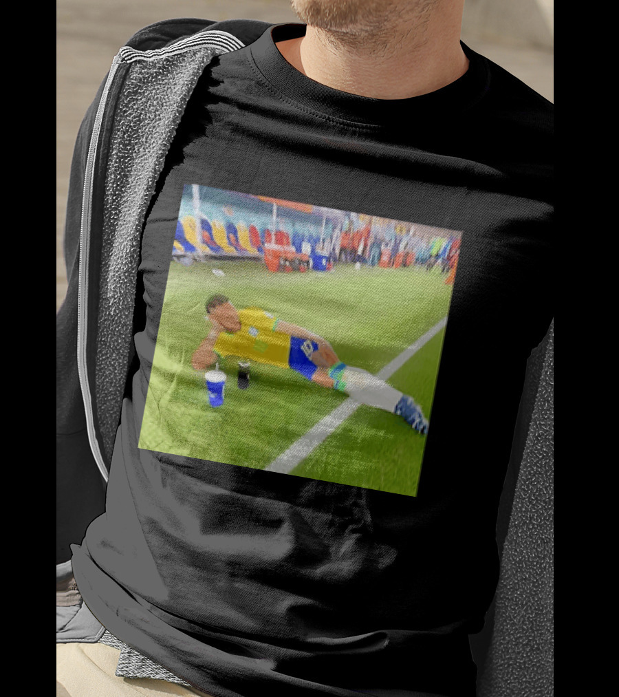 Neymar Jr Brazil Number 10 Relaxing Pitch Meme Iconic Soccer Moment T-Shirt