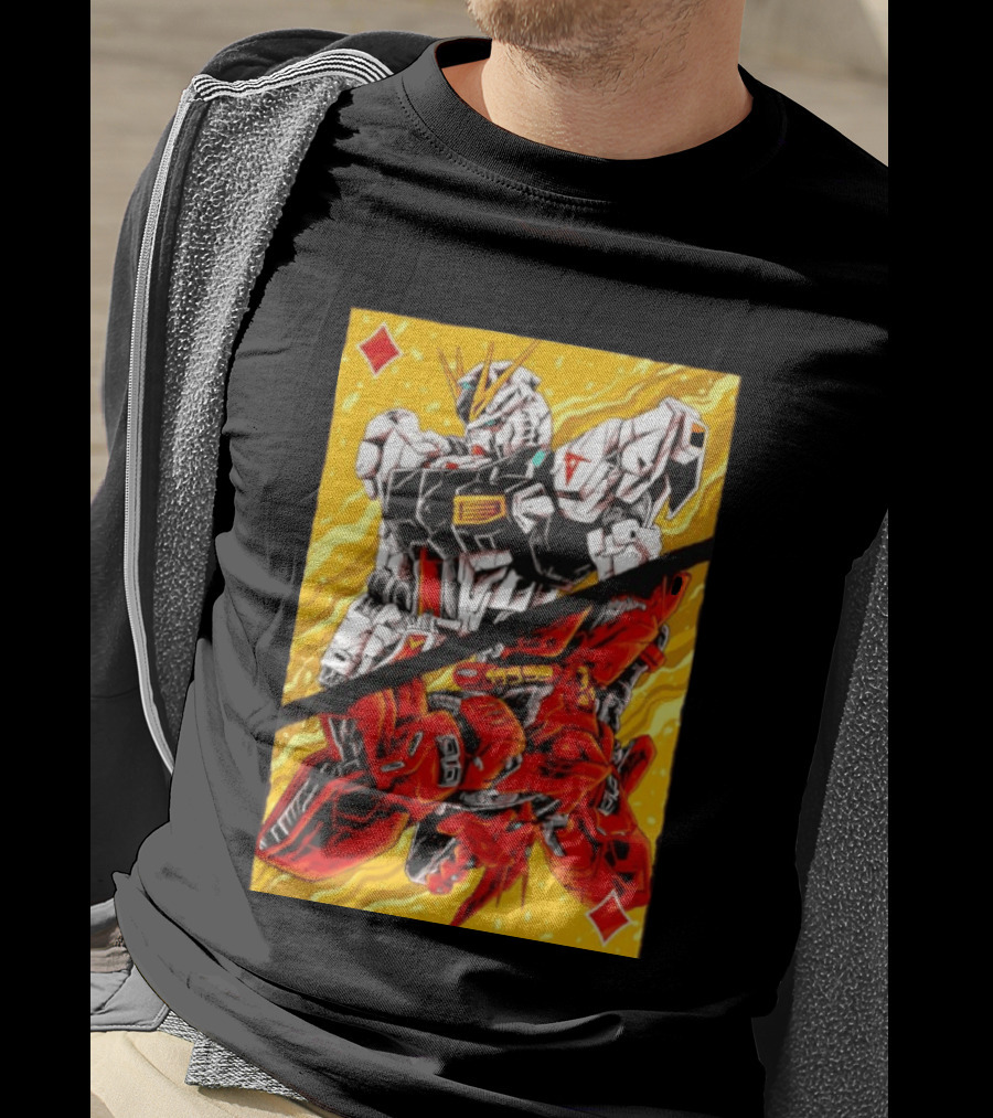 Nu Gundam Sazabi Mobile Suit Gundam Char's Counterattack Playing Card T-Shirt