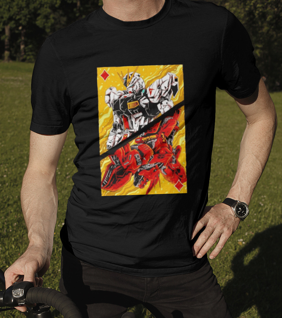 Nu Gundam Sazabi Mobile Suit Gundam Char's Counterattack Playing Card T-Shirt