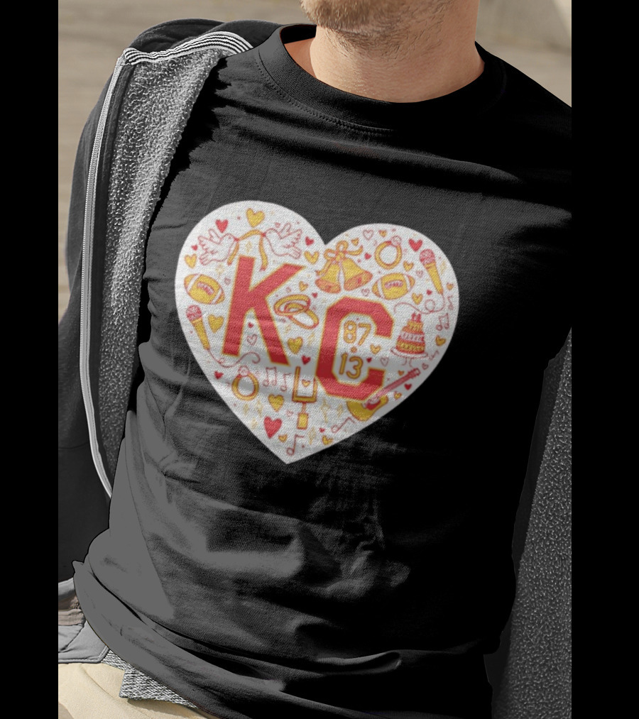 Travis Kelce Taylor KC 87 13 Kansas City Chiefs Football Love Heart T-Shirt