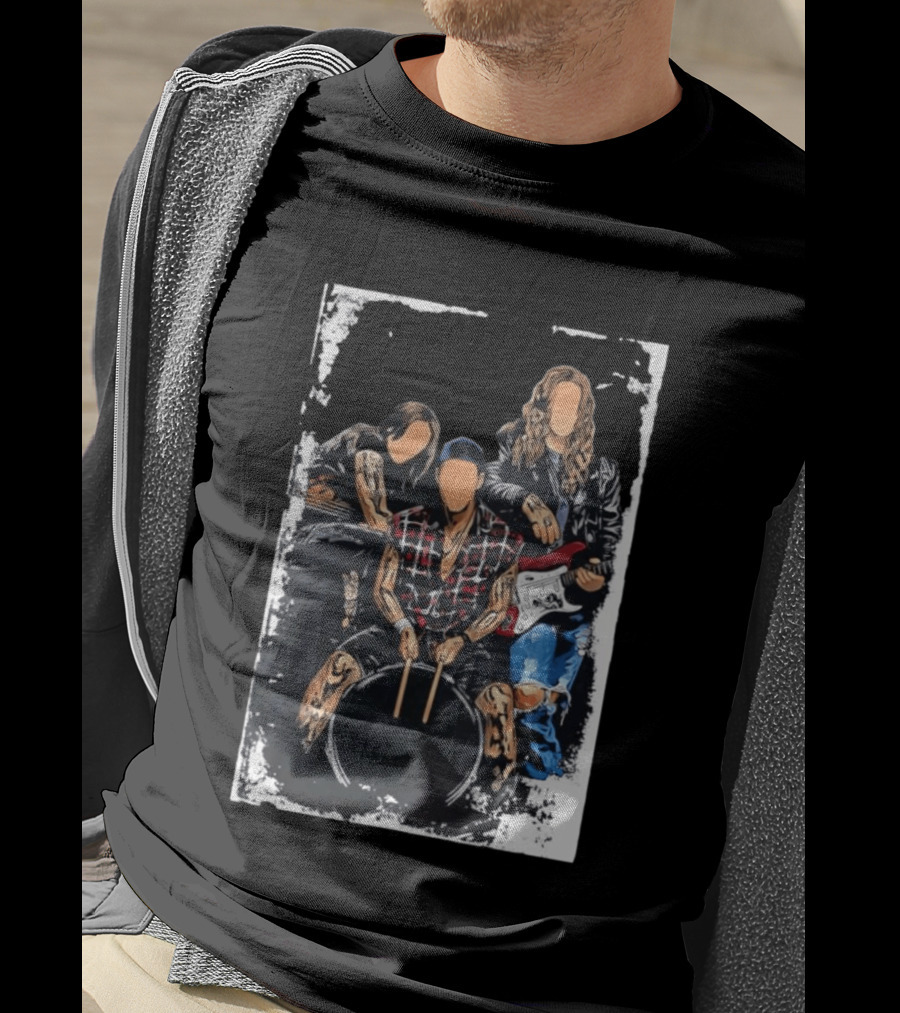 Rock Band Musicians Playing Instruments Grunge Music Drummer Guitarist T-Shirt