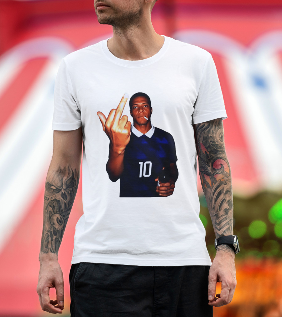 Kylian Mbappe Number 10 Edgy Gesture With Cigarette And Drink T-Shirt