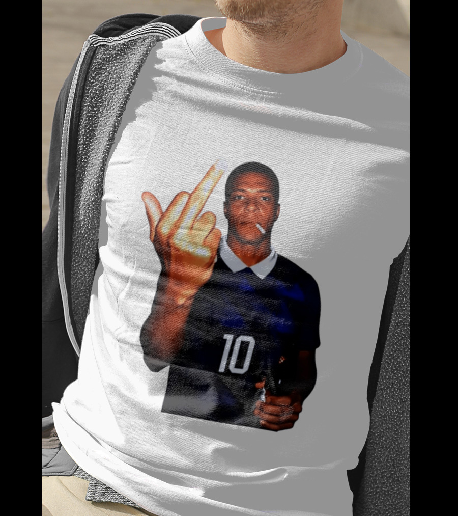 Kylian Mbappe Number 10 Edgy Gesture With Cigarette And Drink T-Shirt