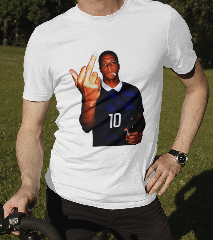 Kylian Mbappe Number 10 Edgy Gesture With Cigarette And Drink T-Shirt