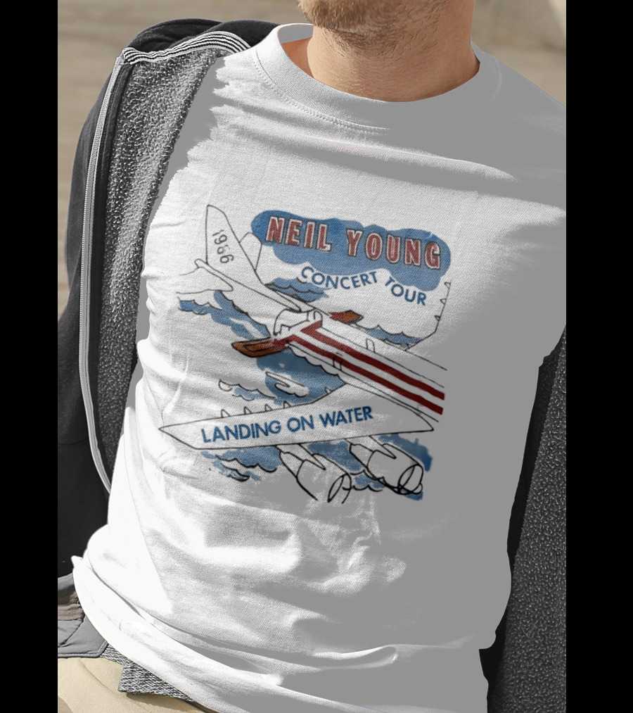 Neil Young 1986 Concert Tour Landing On Water T-Shirt