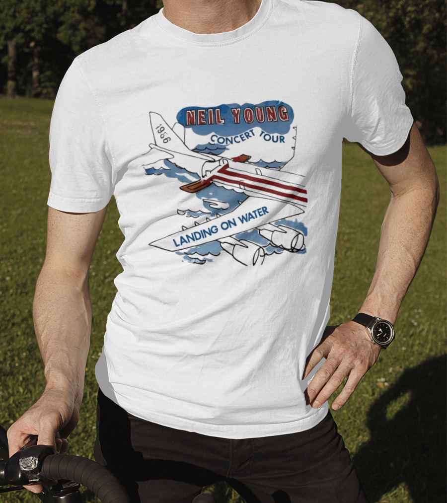 Neil Young 1986 Concert Tour Landing On Water T-Shirt