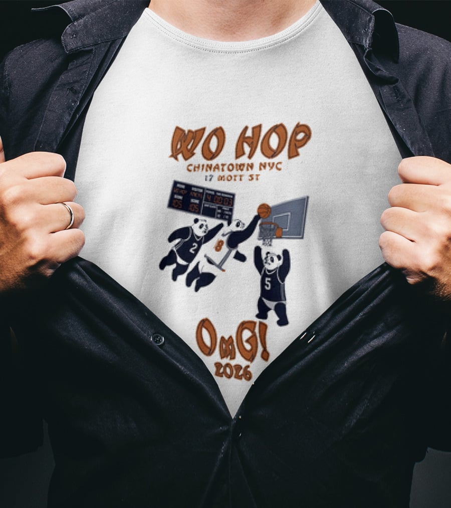 Wo Hop Chinatown NYC 17 Mott St Basketball Pandas Knicks 2026 OMG T-Shirt