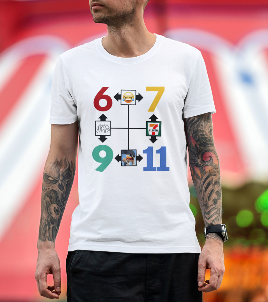 Six Seven 6 7 9 11 Emoji Wojak Meme Diagram Edgy Dark Humor T-Shirt