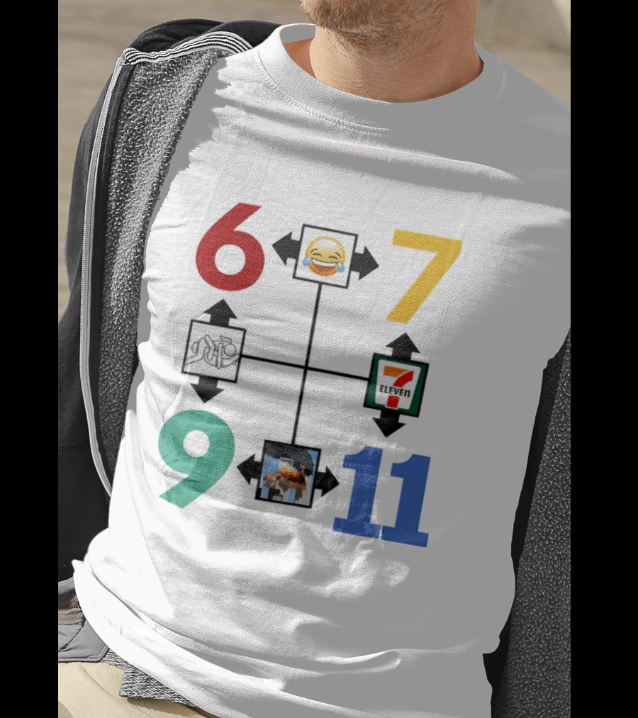 Six Seven 6 7 9 11 Emoji Wojak Meme Diagram Edgy Dark Humor T-Shirt