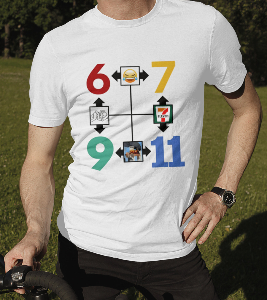 Six Seven 6 7 9 11 Emoji Wojak Meme Diagram Edgy Dark Humor T-Shirt
