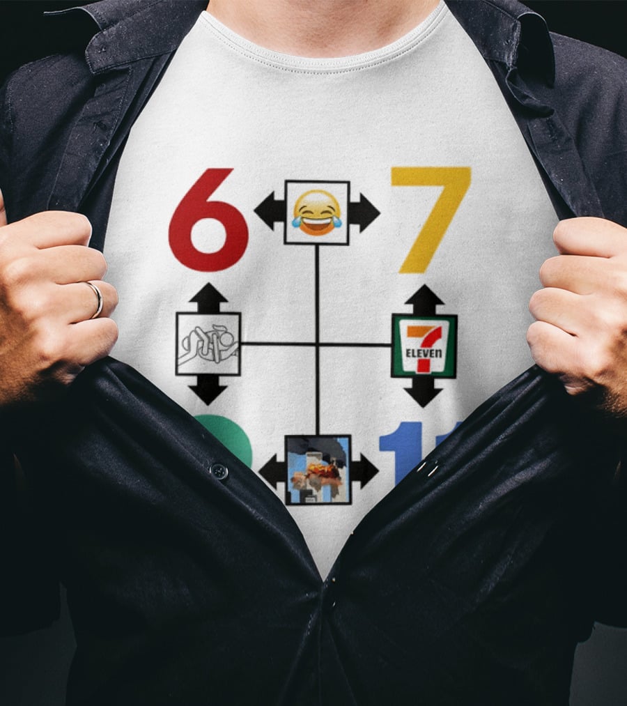 Six Seven 6 7 9 11 Emoji Wojak Meme Diagram Edgy Dark Humor T-Shirt