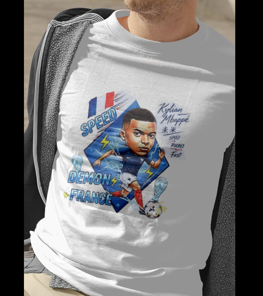 Kylian Mbappe Speed Demon France Future Rocket Fast Lightning Soccer Hero T-Shirt