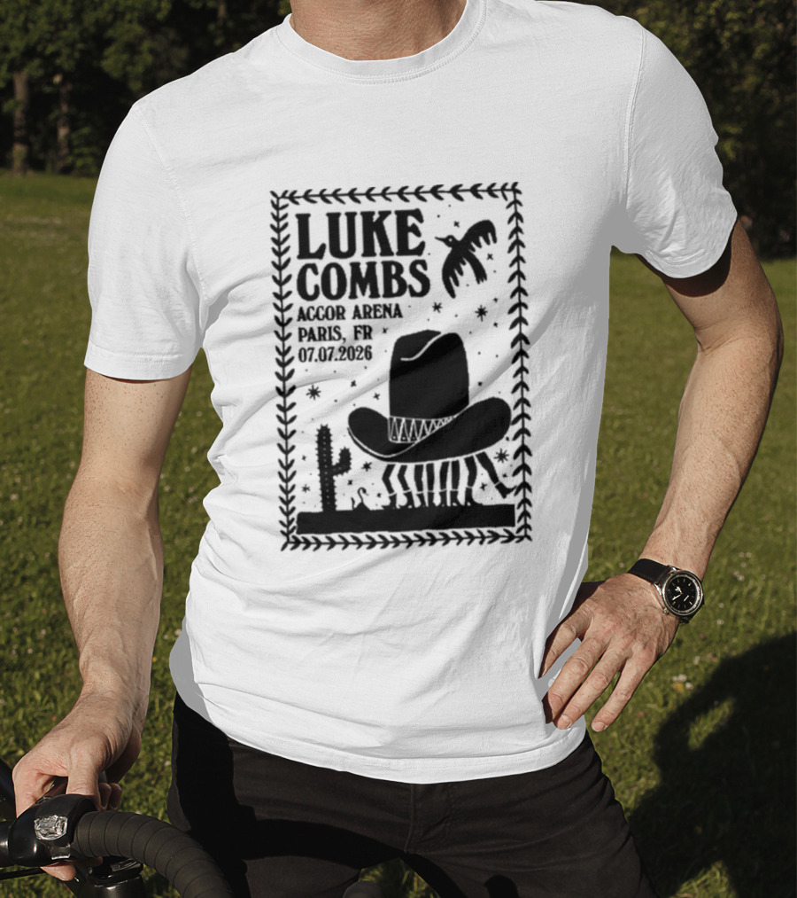 Luke Combs Paris Accor Arena July 07 2026 Western Theme Cowboy Hat Desert Cactus T-Shirt