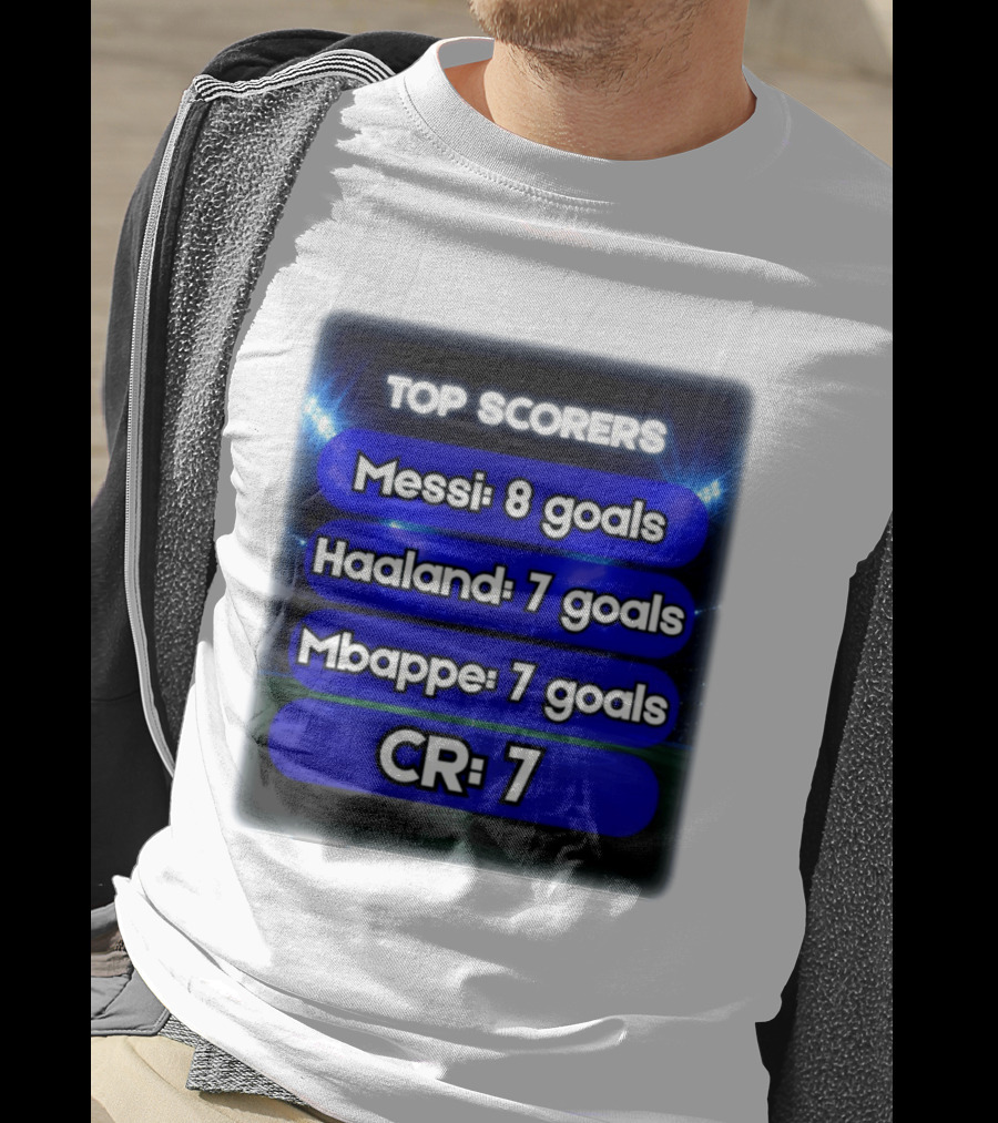 Top Scorers Messi 8 Goals Haaland 7 Goals Mbappe 7 Goals CR7 T-Shirt