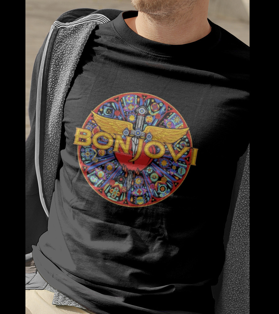 Bon Jovi Heart Dagger Stained Glass Art 2026 Tour T-Shirt