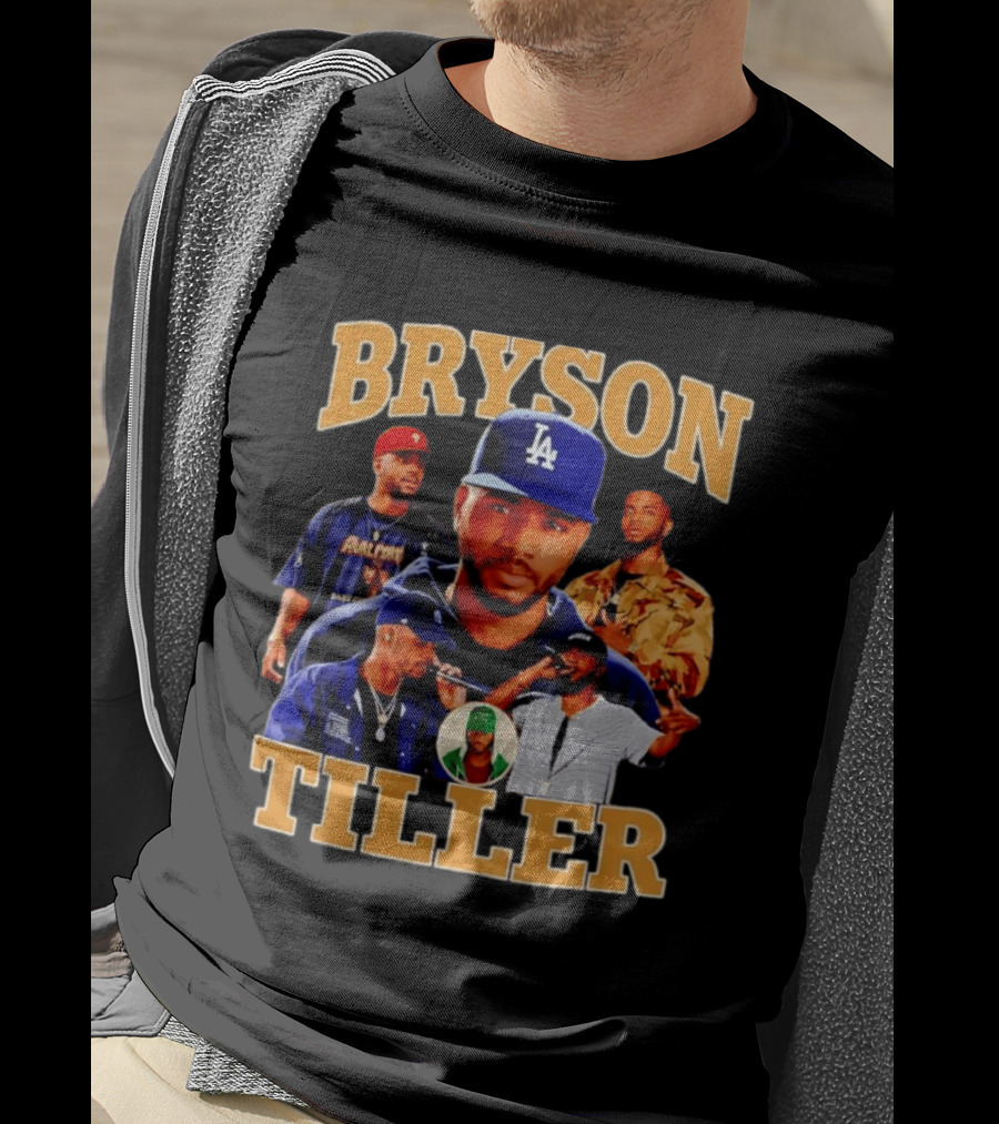 Bryson Tiller Collage With LA Cap And Multiple Outfits T-Shirt
