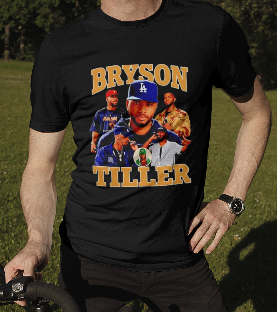 Bryson Tiller Collage With LA Cap And Multiple Outfits T-Shirt
