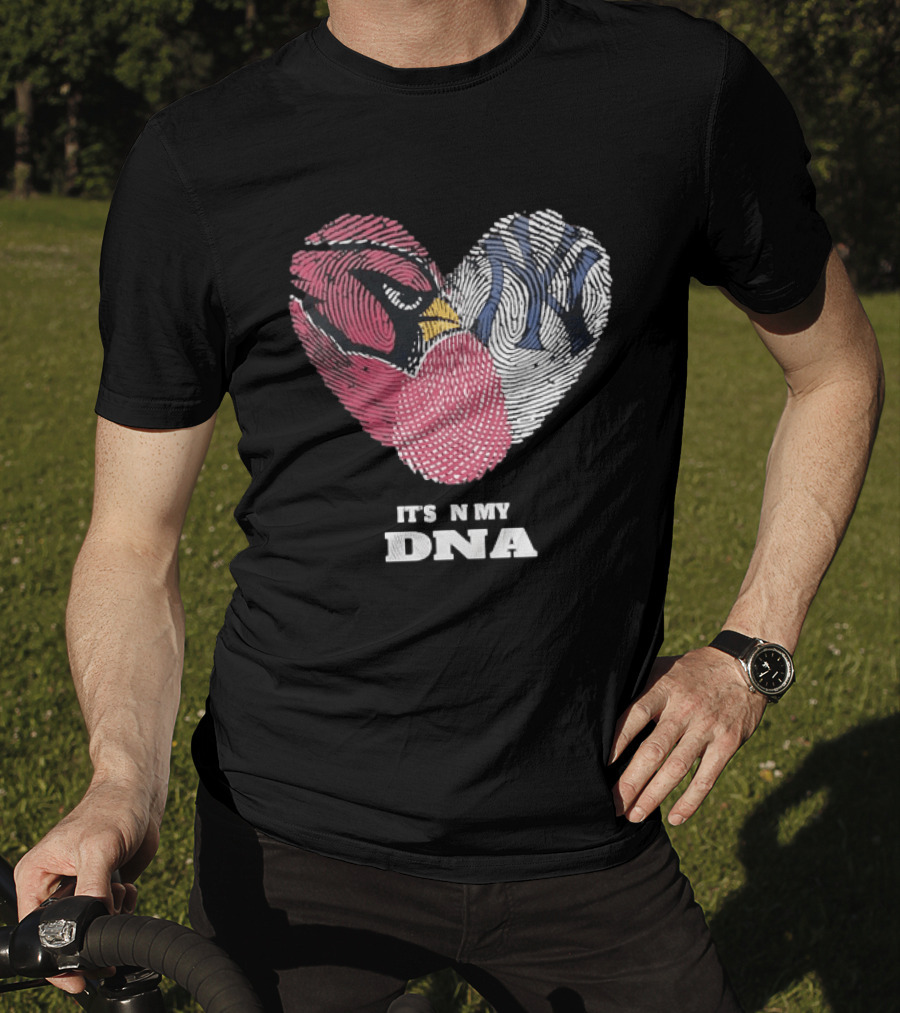 Cardinals Yankees It's In My DNA Fingerprint Heart Fan T-Shirt