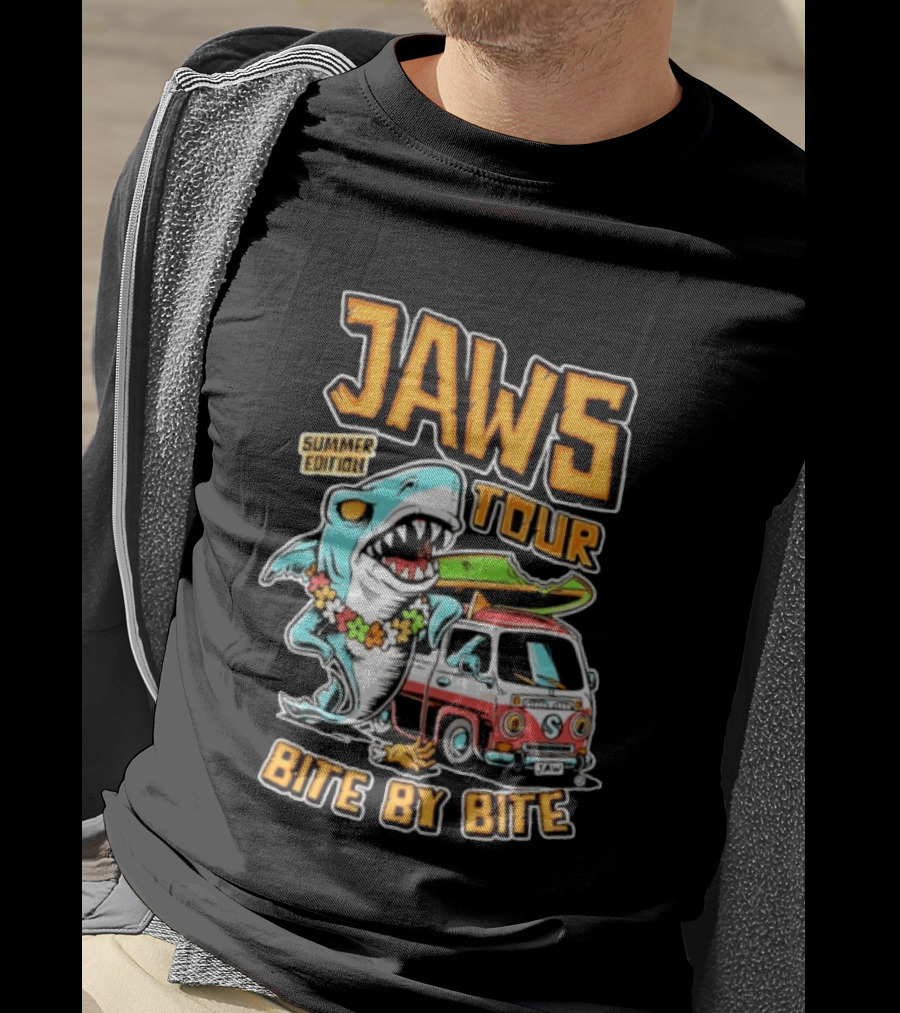 Jaws Tour Summer Edition Bite By Bite Surf Van Adventure T-Shirt