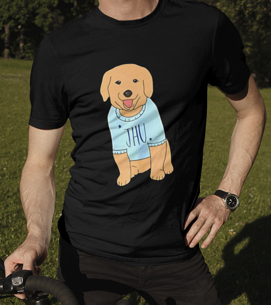 JHU Puppy In Light Blue Sweater T-Shirt