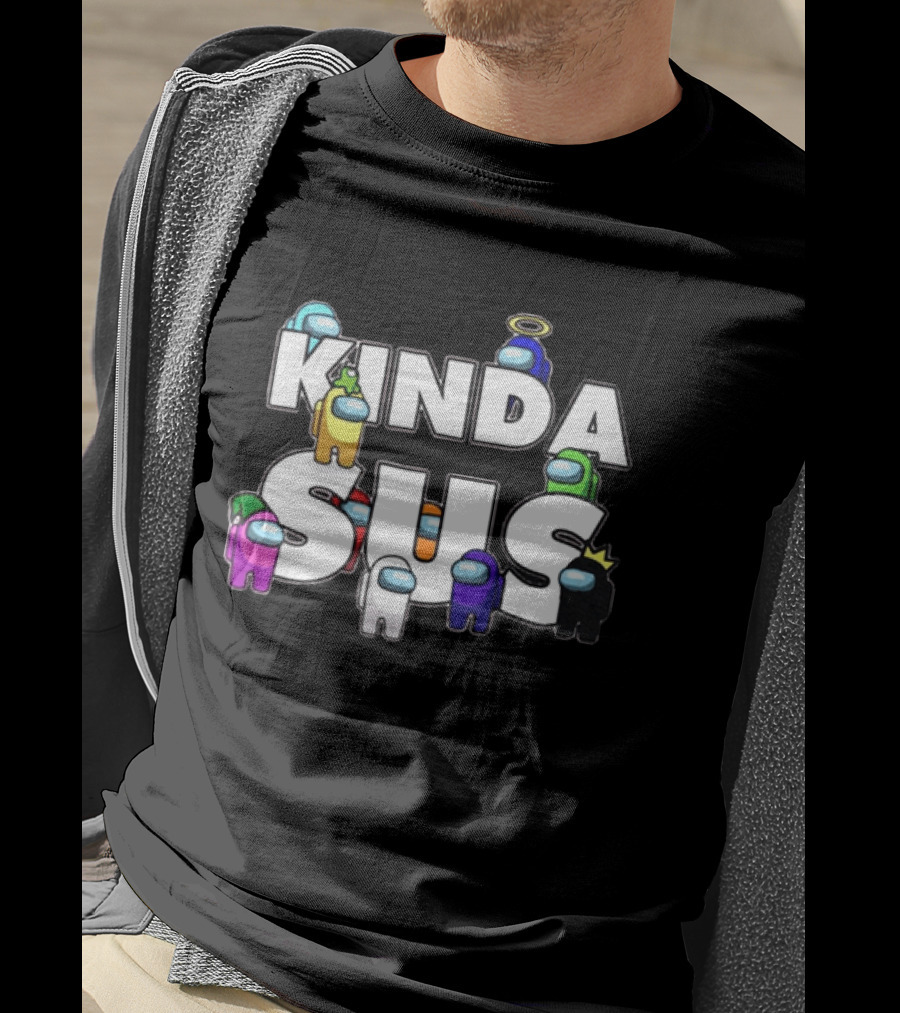 Kinda Sus Among Us Crewmates Halo Crown Funny Game Reference T-Shirt