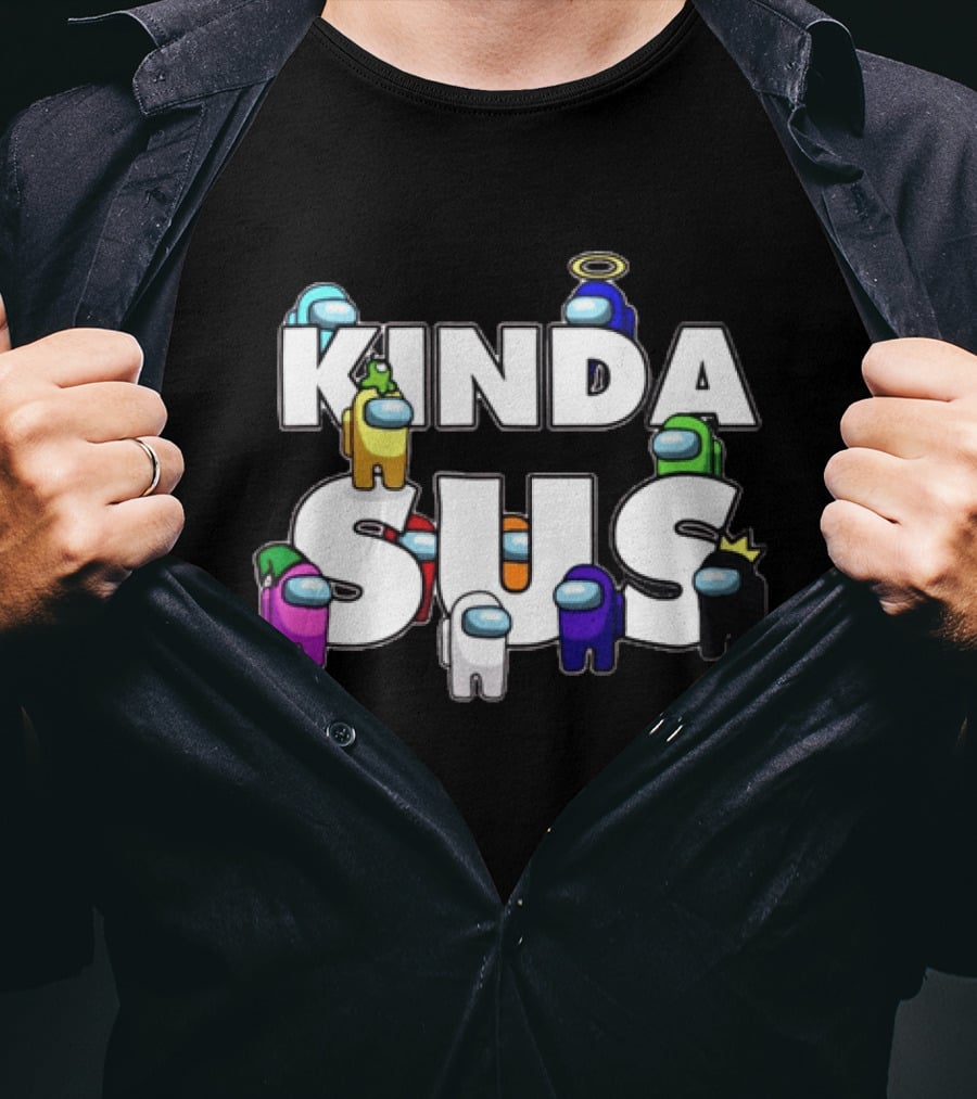 Kinda Sus Among Us Crewmates Halo Crown Funny Game Reference T-Shirt