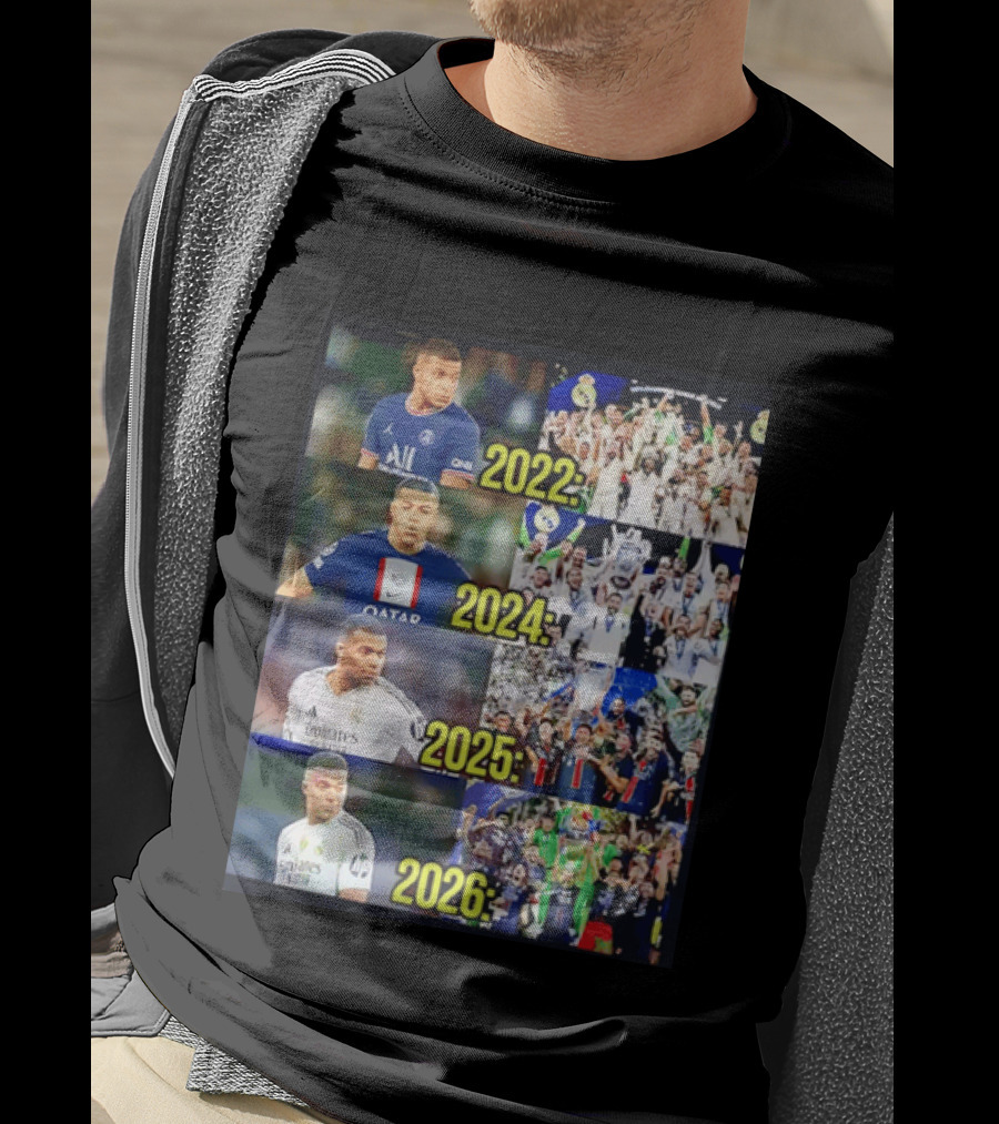 Kylian Mbappé PSG 2022 Qatar 2024 Real Madrid Emirates 2025 2026 Career Moments T-Shirt