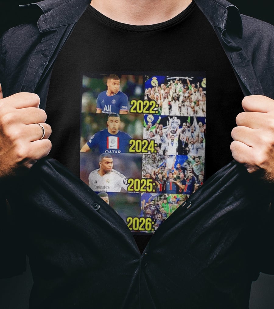 Kylian Mbappé PSG 2022 Qatar 2024 Real Madrid Emirates 2025 2026 Career Moments T-Shirt