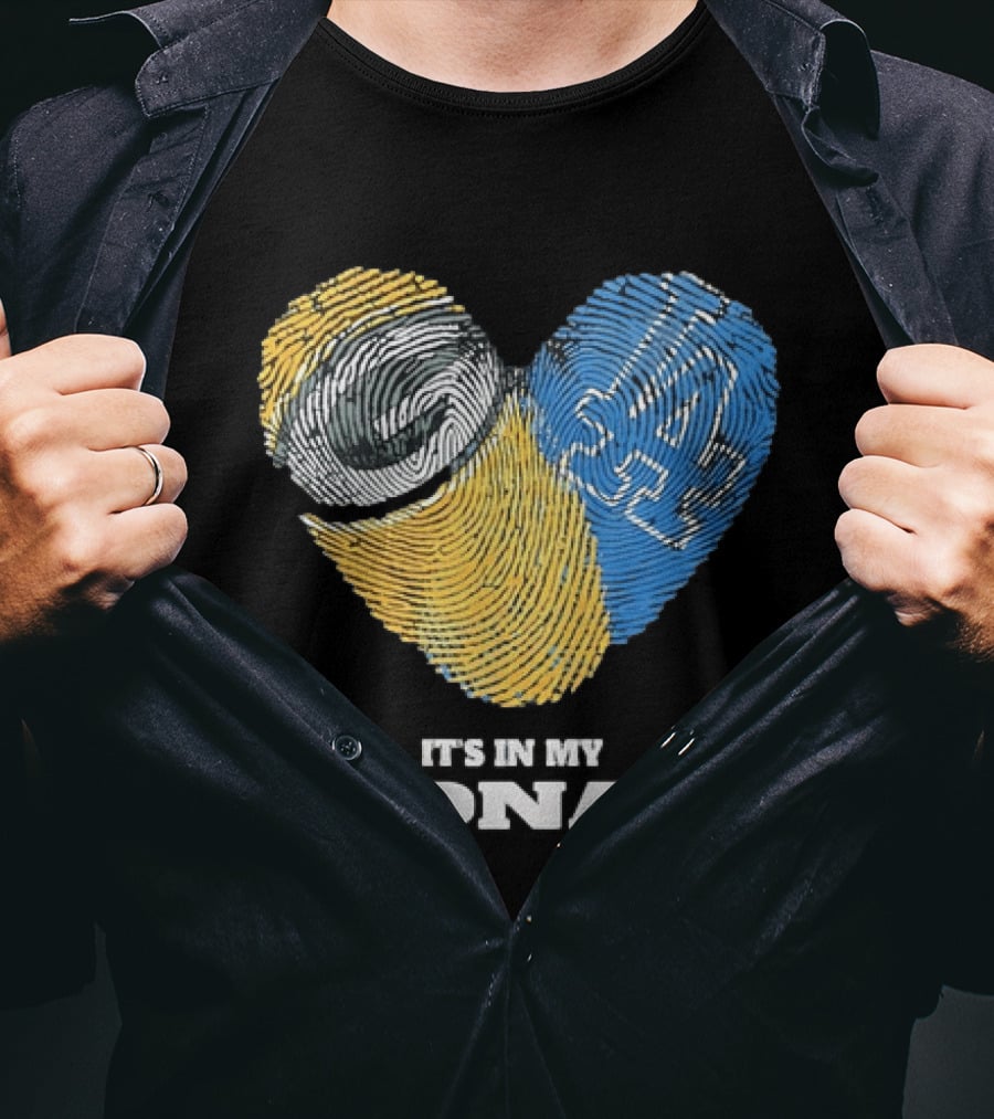 Green Bay Packers Los Angeles Dodgers It's In My DNA Fingerprint Heart T-Shirt