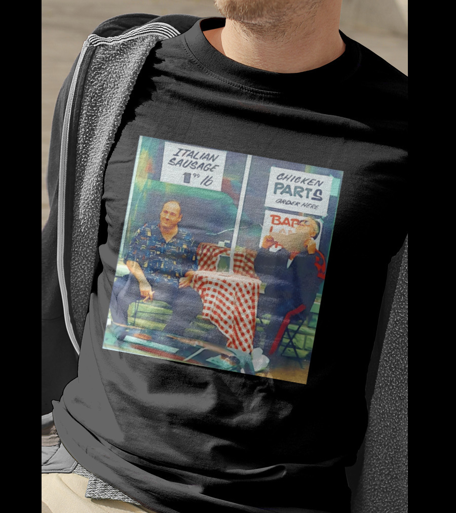 The Sopranos Tony Soprano And Paulie Gualtieri Italian Sausage Chicken Parts Scene T-Shirt