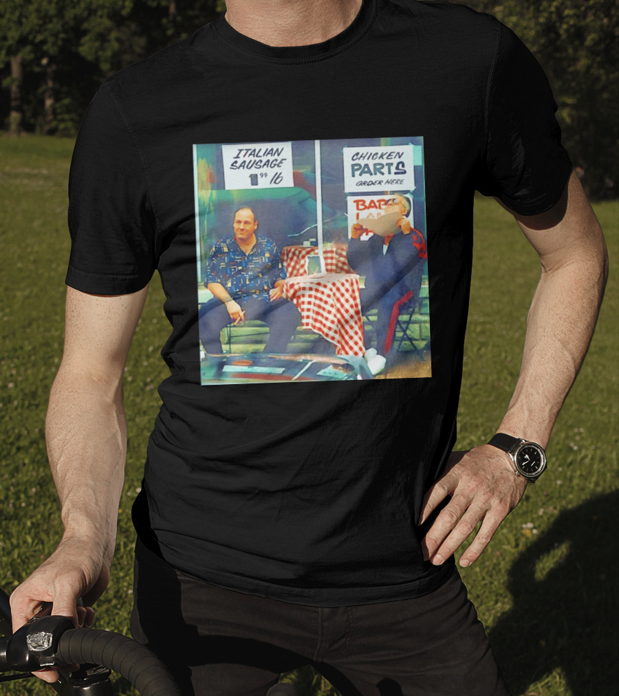 The Sopranos Tony Soprano And Paulie Gualtieri Italian Sausage Chicken Parts Scene T-Shirt