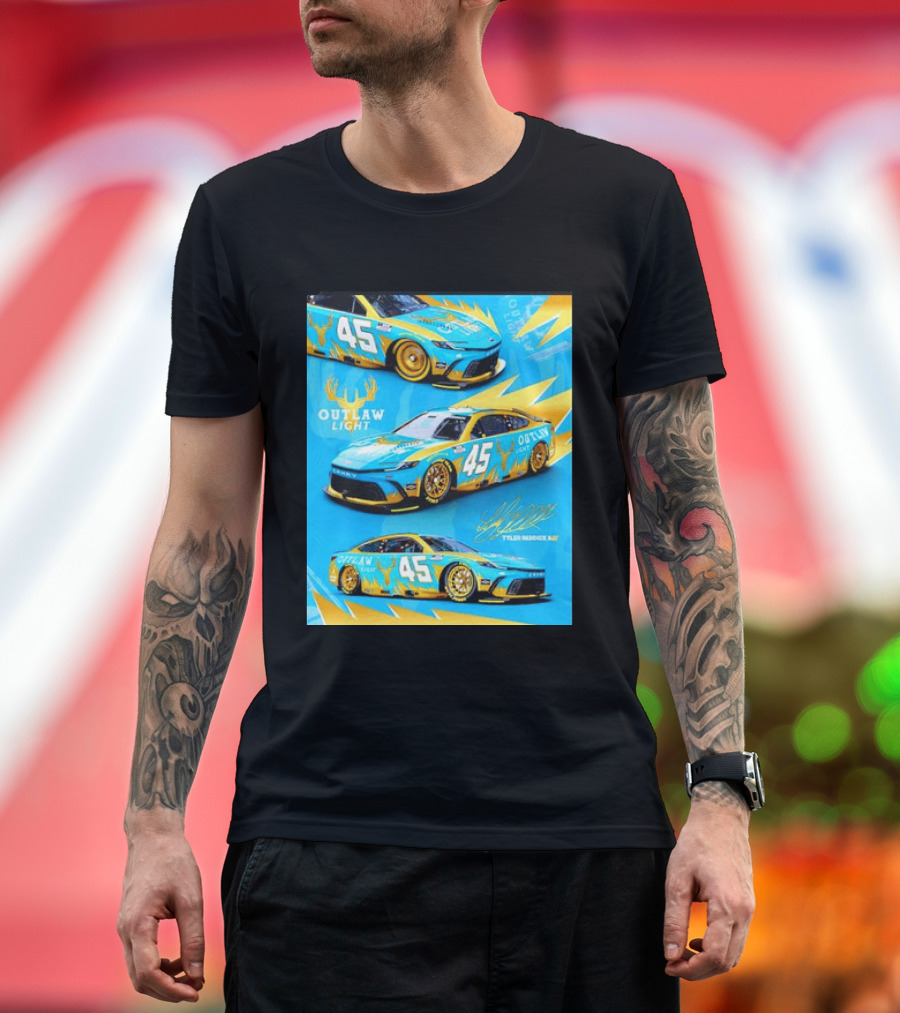 Tyler Reddick 45 Outlaw Light NASCAR Cup Series Toyota Camry Racing Car T-Shirt