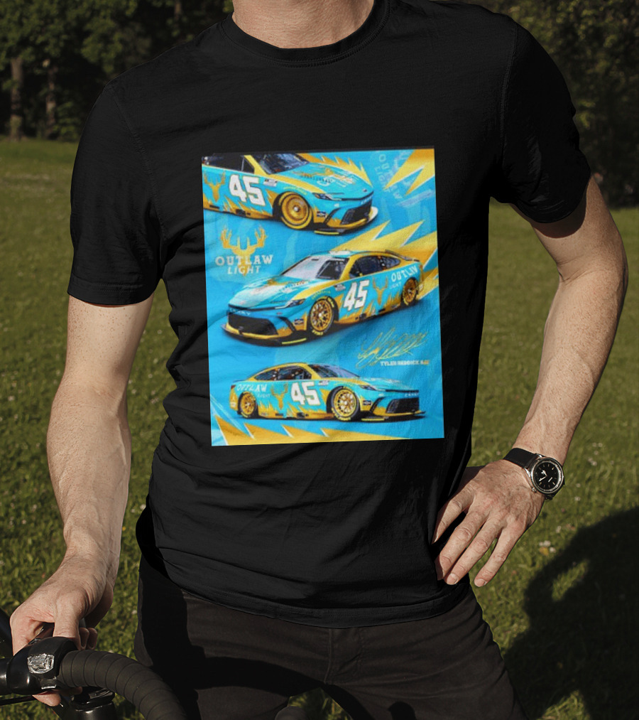 Tyler Reddick 45 Outlaw Light NASCAR Cup Series Toyota Camry Racing Car T-Shirt