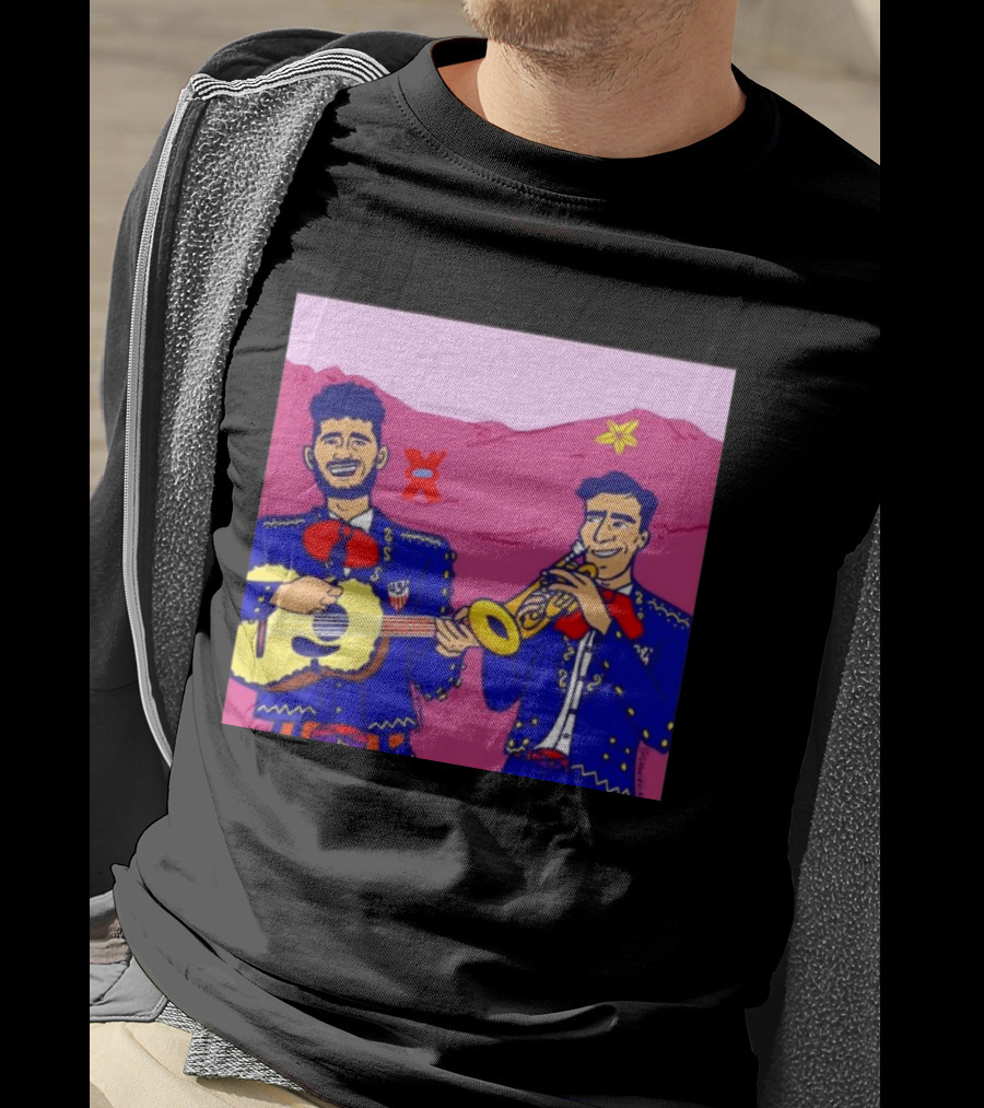 USA Mariachi Musicians Mexican Culture Guitar Trumpet Stars Mountains T-Shirt