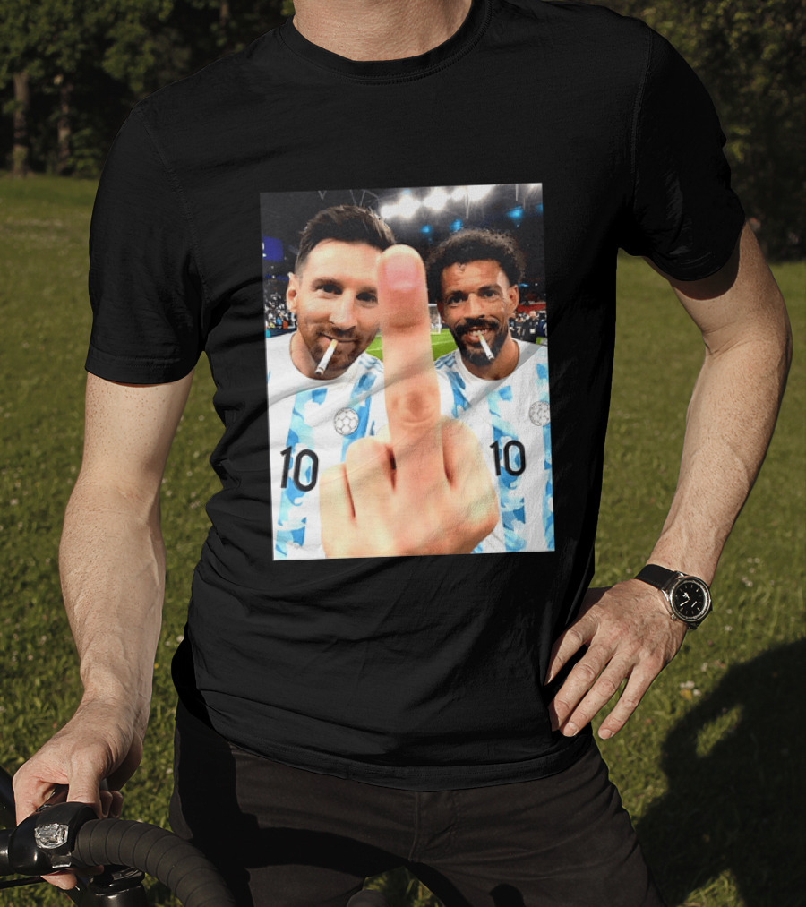 Messi Argentina Vozinha Cape Verde Middle Finger Gesture Football Smokers T-Shirt
