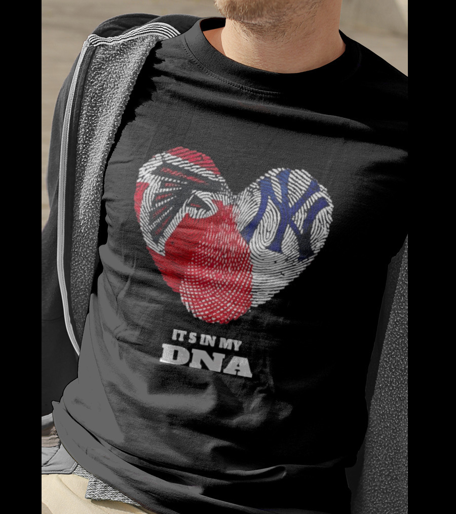 Atlanta Falcons New York Yankees It's In My DNA Fingerprint Heart T-Shirt