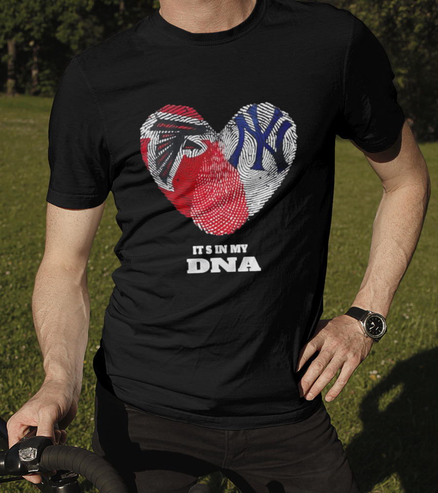 Atlanta Falcons New York Yankees It's In My DNA Fingerprint Heart T-Shirt