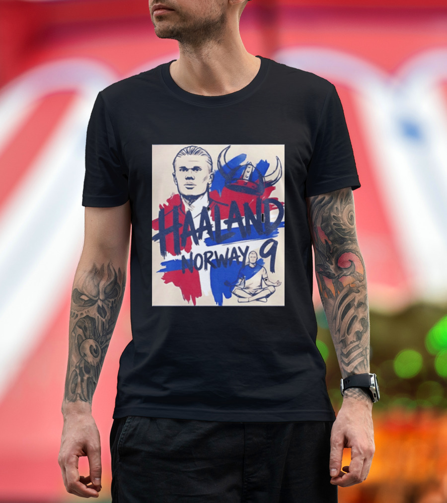 Norway Haaland Number 9 Viking Helmet Football T-Shirt