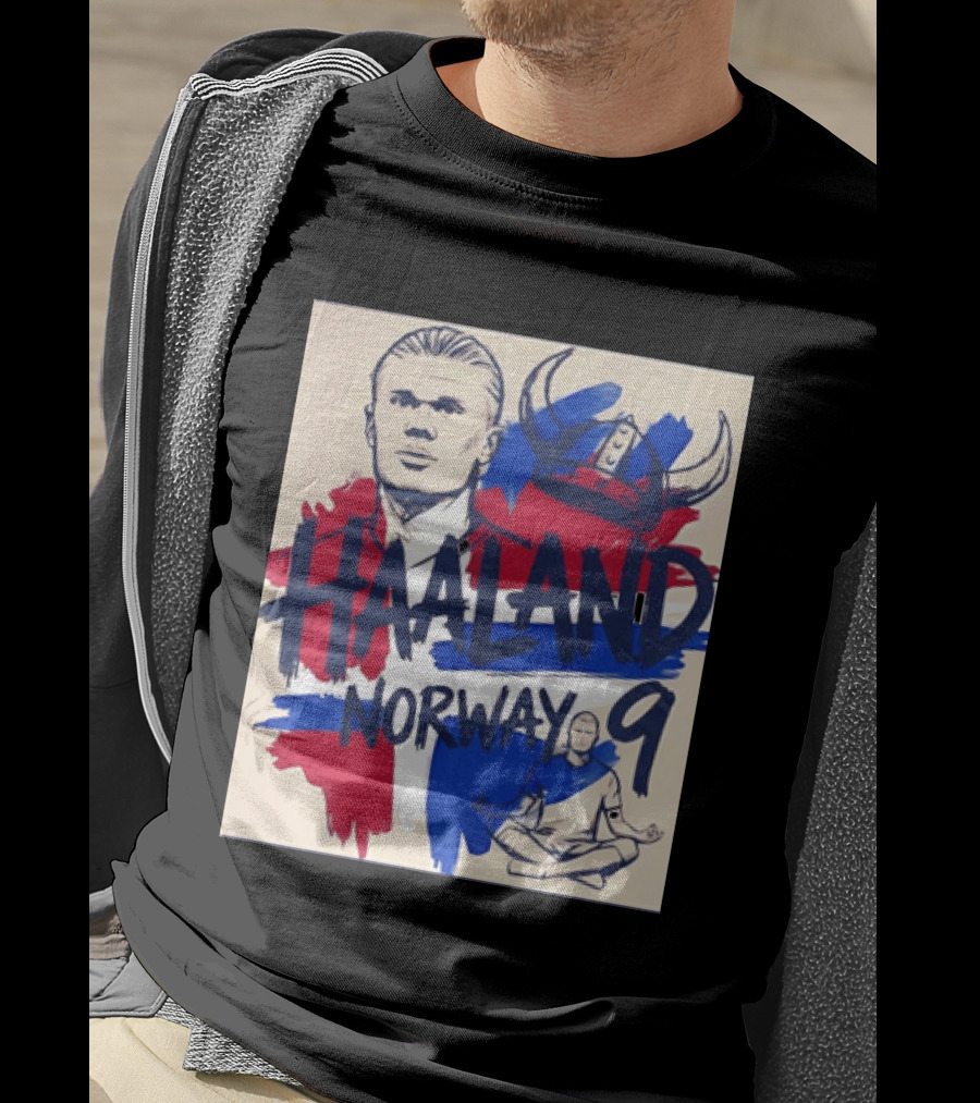 Norway Haaland Number 9 Viking Helmet Football T-Shirt