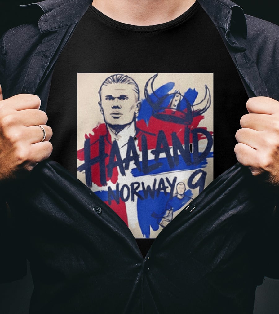 Norway Haaland Number 9 Viking Helmet Football T-Shirt