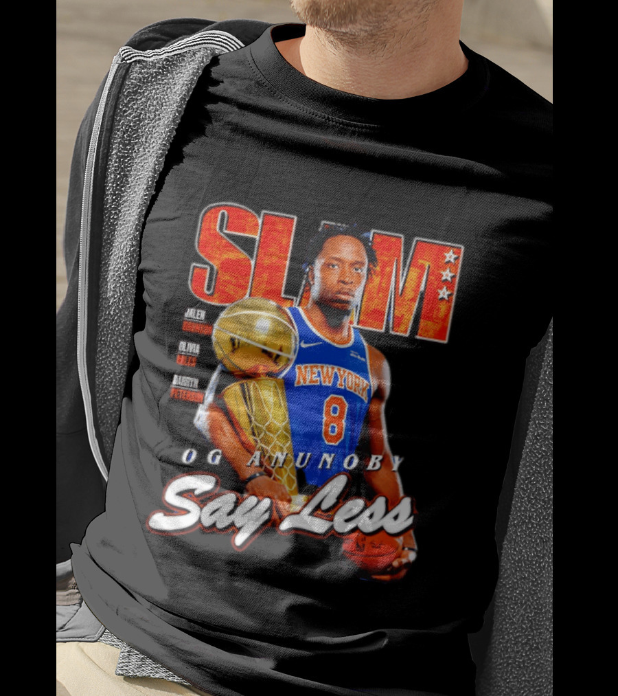 OG Anunoby New York Knicks SLAM Cover Larry O'Brien Trophy Say Less Jalen Brunson 2026 T-Shirt